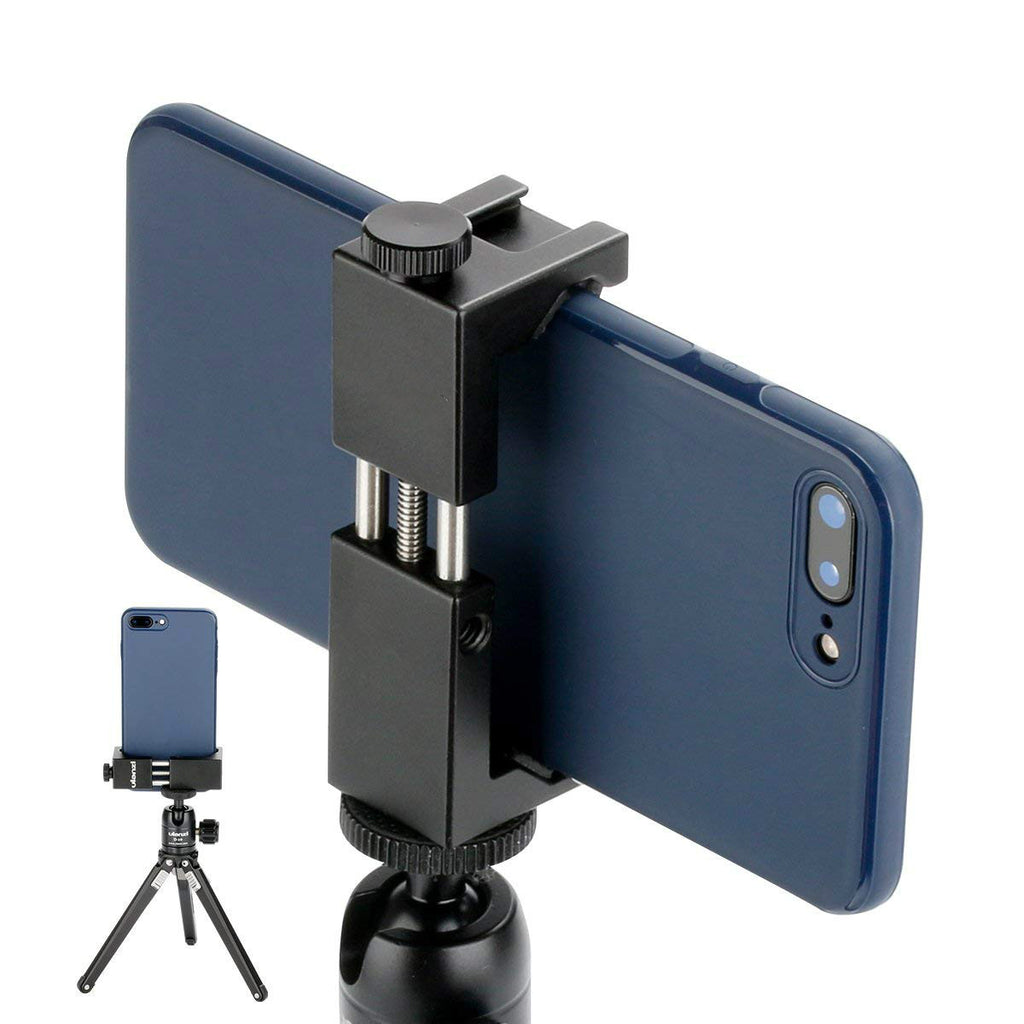 Zorrlla ST-02S Newest Aluminum Phone Tripod Mount w Cold Shoe Mount, Support Vertical and Horizontal, Universal Metal Adjustable Clamp for iPhone XS Xs Max X 8 7 Plus Samsung Huawei Android Smartphones - zorrlla