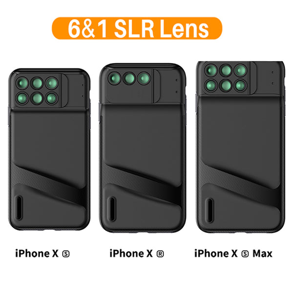 6 in1 Professional Smartphone Camera Lens Kit Wide-angle Macro Telephoto Lenses+Phone Case Cover for iPhone XS iPhone XR XS Max - zorrlla