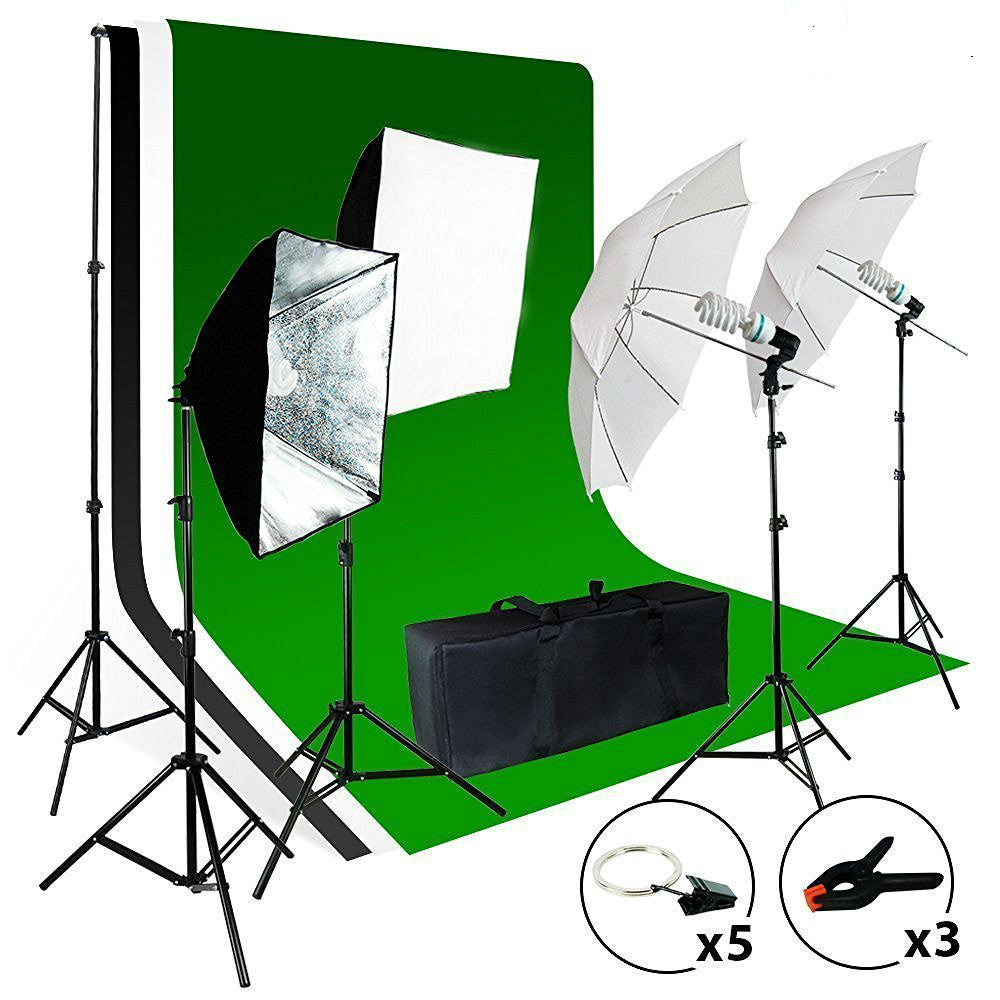 2meter x 3meter Background Support System, 800W 5500K Umbrella Softbox Lighting Kit for Photo Video Shooting Photography Studio - zorrlla