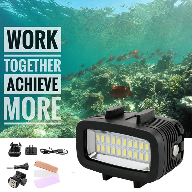 40m Underwater LED Video Light For Gopro Waterproof Diving Lamp Super Bright Accessories for GOPRO SJCAM Sports Action Camera - zorrlla