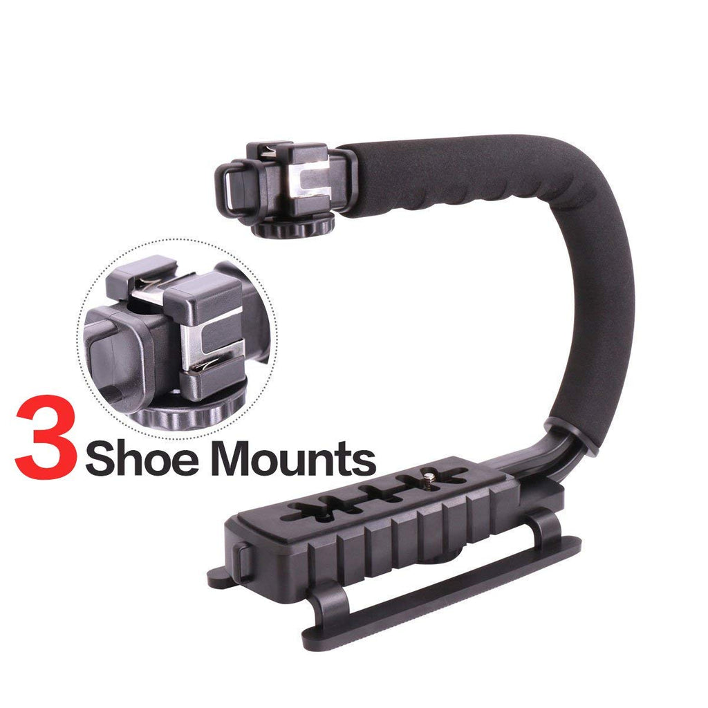 Triple 3 Shoe Mounts Video Action Stabilizing Handle Grip Rig for iPhone 7 Plus Canon Nikon Sony DSLR Camera / Camcorder - zorrlla