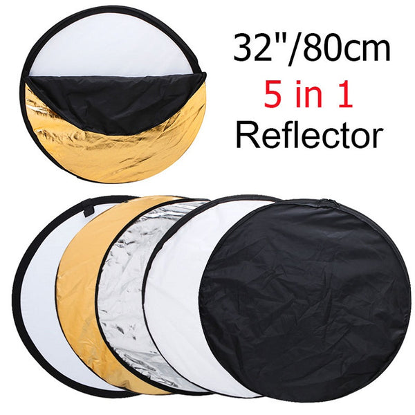 Zorrlla 80cm 32" Round Photography Reflector 5 in 1 Collapsible Multi-Disc Studio Light Reflector with Zipped Round Carrying Bag - zorrlla