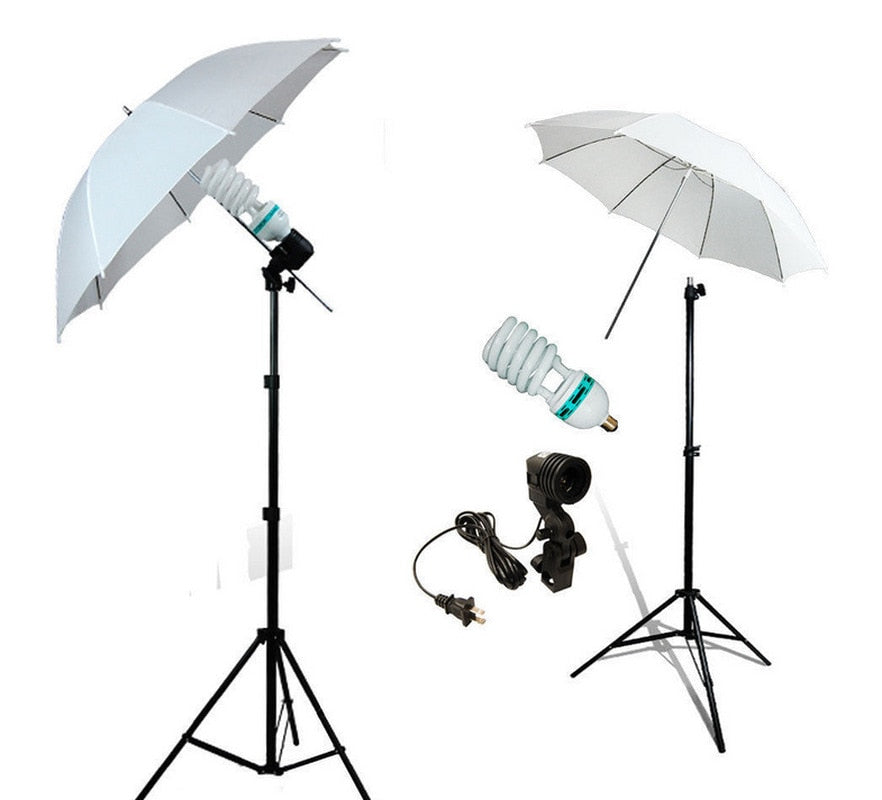 Photography and Video Day Light Umbrella Continuous Lighting Kit with Stands (2 White Umbrellas) - zorrlla