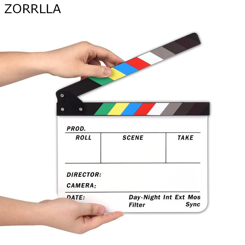 Professional Studio Camera Photography Video Acrylic Dry Erase Director Film Clapboard Clapperboard (9.85x11.8 inch) - zorrlla