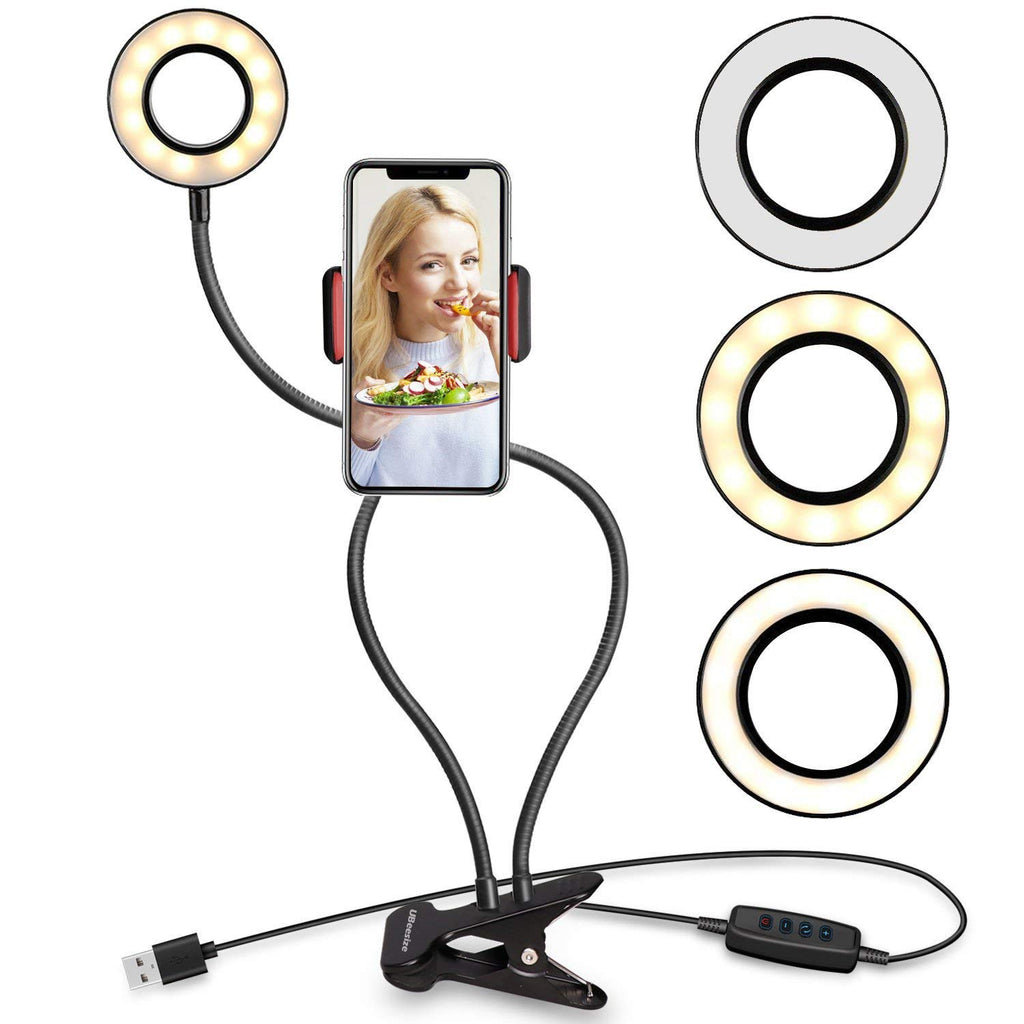 Selfie Ring Light with Cell Phone Holder Stand for Live Stream & Makeup LED Camera Light With Long Arms for iPhone Android Phone - zorrlla