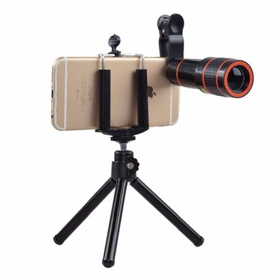 Smartphone Tripod with 12X Optical Zoom Telephoto Lens No Dark Corners Mobile Phone Camera Telescope lens - zorrlla