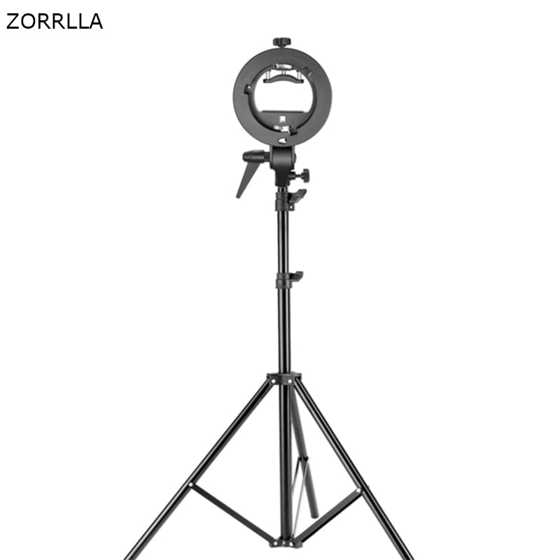 Studio Photography S-Type Speedlite Bracket Holder with Bowens Mount and 78.7 inches/200 centimeters Adjustable Light Stand - zorrlla