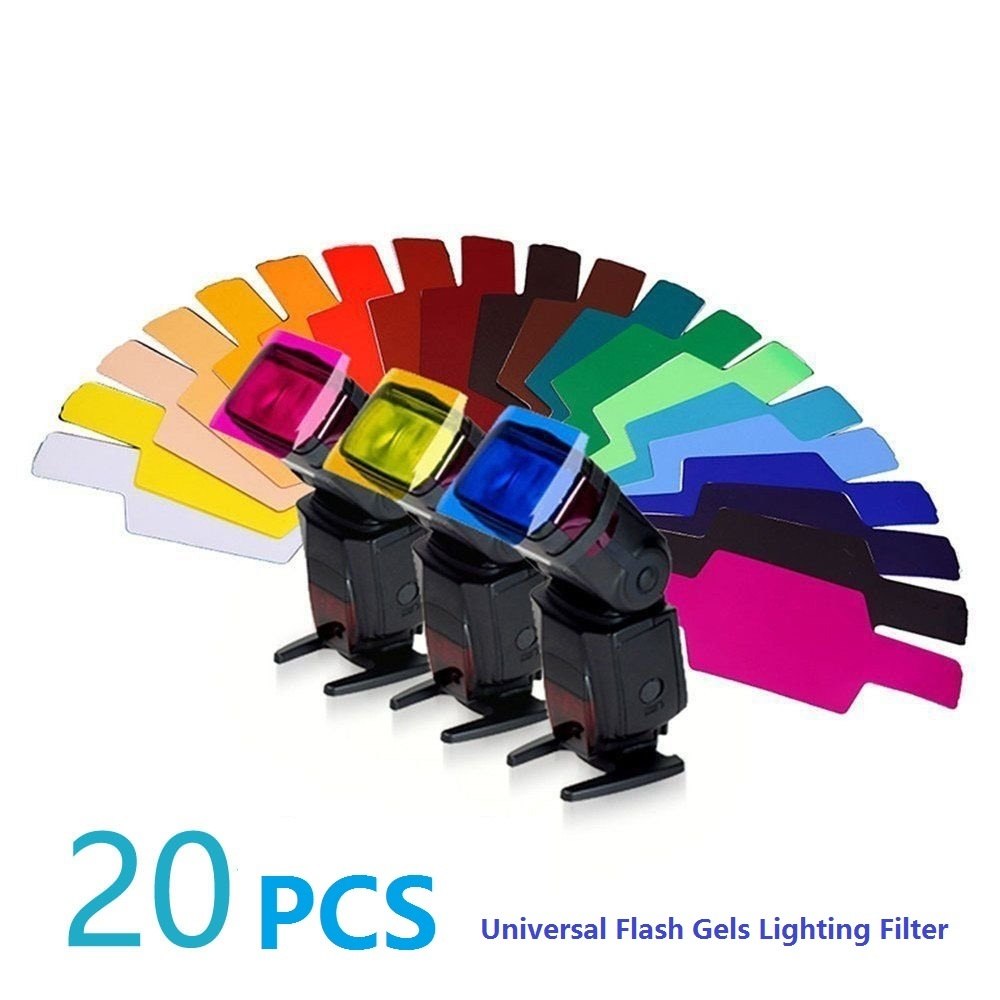Universal Flash Gels Lighting Filter SE-CG20 - 20 pcs Combination Kits for Canon Nikon Sony Godox Yongnuo Camera Flash Light - zorrlla